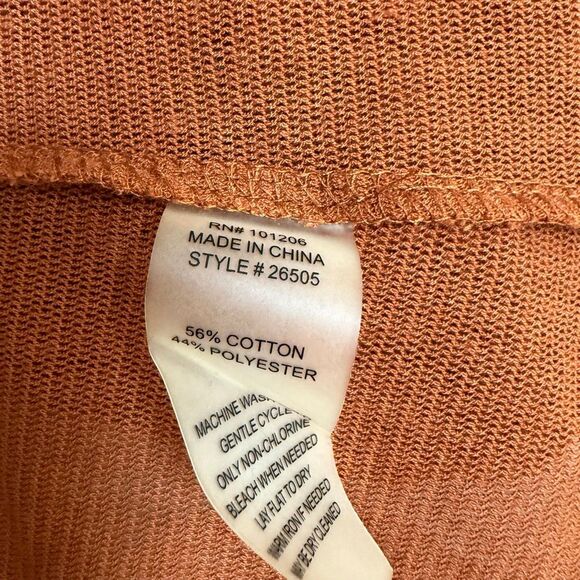 Soft Surroundings open cardigan rust spice Roll Tab thin knit asymmetrical sz XL - Picture 5 of 7